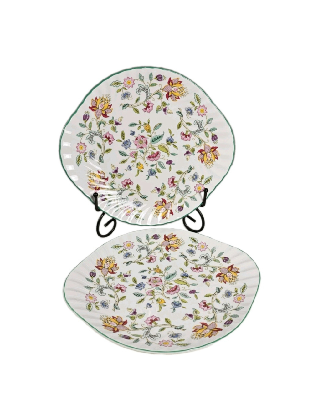 Vintage Minton Haddon Hall 10.5" Dinner Plates Fine Bone China B-1451 Pair of 2